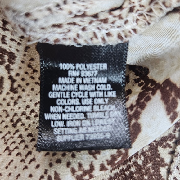 Worthington Animal Print Blouse Womens XL Brown Snake Career Office Workwear Top - Picture 6 of 7